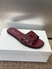 D-CLUB SLIDE SANDAL 25S IN BURGUNDY RED CALFSKIN