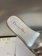 D-CLUB SLIDE SANDAL 25S IN SILVER GLOSSY CALFSKIN