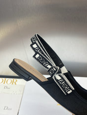 J'ADIOR SLINGBACK 25S IN BLACK QUAKE OBLIQUE EMBROIDERED FABRIC