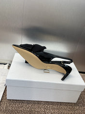 DIOR 25S SLINGBACK PUMP 55MM IN BLACK PATENT CALFSKIN AND GROSGRAIN
