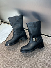 DIOR 25S D-QUEST BOOTS 45MM IN BLACK CALFSKIN