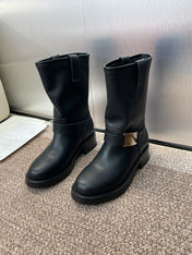 DIOR 25S D-QUEST BOOTS 45MM IN BLACK CALFSKIN