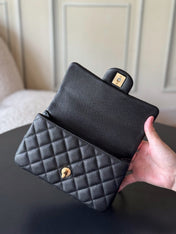 CHANEL 25S FLAP BAG 20 CM IN BLACK CAVIAR LEATHER WITH GOLD HARDWARE