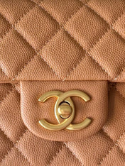 CHANEL 25S FLAP BAG 20 CM IN LIGHT BROWN CAVIAR LEATHER WITH GOLD HARDWARE