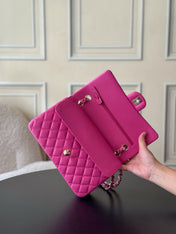 CHANEL 25S CLASSIC FLAP BAG 25 CM IN PINK LAMBSKIN WITH GOLD HARDWARE