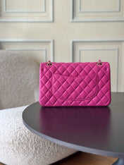 CHANEL 25S CLASSIC FLAP BAG 25 CM IN PINK LAMBSKIN WITH GOLD HARDWARE