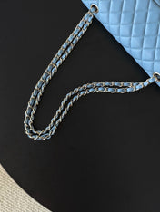 CHANEL 25S CLASSIC FLAP BAG 25 CM IN LIGHT BLUE LAMBSKIN WITH GOLD HARDWARE