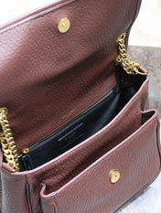 NIKI MEDIUM 28 IN CHESTNUT BROWN ELEPHANT PATTERN LAMBSKIN GOLD HARDWARE