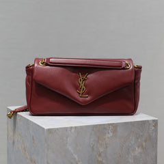 YSL 25S CALYPSO HANDBAG 26 IN BURGUNDY LAMBSKIN GOLD HARDWRE