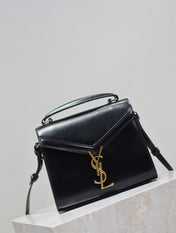 CASSANDRA MINI TOP HANDLE BAG 20 IN BLACK SMOOTH LAMBSKIN GOLD HARDWARE