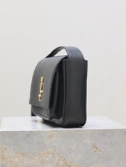 NIKI BABY 22 IN CHARCOAL GRAY CALFSKIN GOLD LOGO