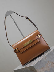 MANHATTAN SMALL 24 IN BRONZE BROWN CALFSKIN GOLD HARDWARE