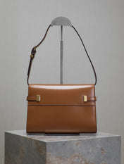 MANHATTAN SMALL 24 IN BRONZE BROWN CALFSKIN GOLD HARDWARE