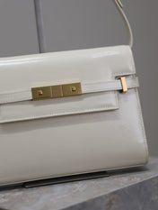 MANHATTAN SMALL 24 IN WHITE SMOOTH LAMBSKIN GOLD HARDWARE