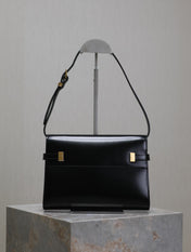 MANHATTAN SMALL 24 IN BLACK SMOOTH LAMBSKIN GOLD HARDWARE