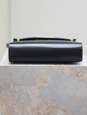 MANHATTAN SMALL 24 IN BLACK SMOOTH LAMBSKIN GOLD HARDWARE