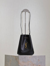 POCHON BUCKET BAG 20 IN BLACK LAMBSKIN GOLD HARDWARE