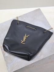 POCHON BUCKET BAG 20 IN BLACK LAMBSKIN GOLD HARDWARE