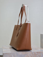 SHOPPING TOTE BAG 38 IN RED BROWN CALFSKIN