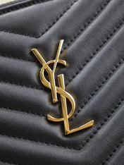 CLUTCH 30 IN BLACK QUILTED CALFSKIN GOLD BUCKLE