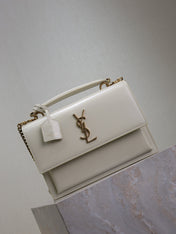 YSL 25S SUNSET MM 25 IN IVORY CALFSKIN GOLD HARDWRE