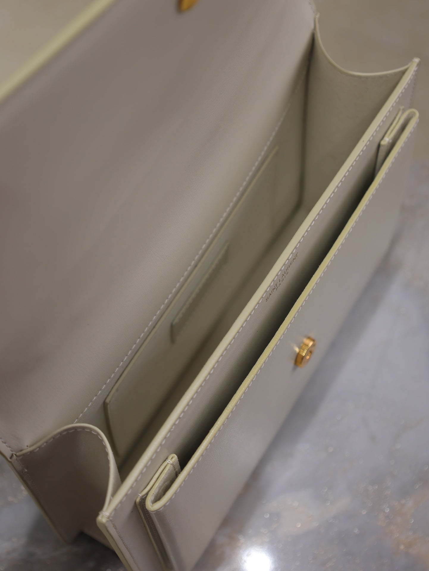 YSL 25S SUNSET MM 25 IN IVORY CALFSKIN GOLD HARDWRE