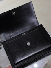 YSL 25S SUNSET BAG 22 IN BLACK CALFSKIN SILVER HARDWRE