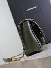 NIKI BABY 22 IN UNIFORM GREEN LAMBSKIN GOLD CHAIN