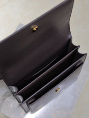 YSL 25S SUNSET BAG 22 IN DARK PURPLE CALFSKIN GOLD HARDWARE