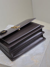 YSL 25S SUNSET BAG 22 IN DARK PURPLE CALFSKIN GOLD HARDWARE