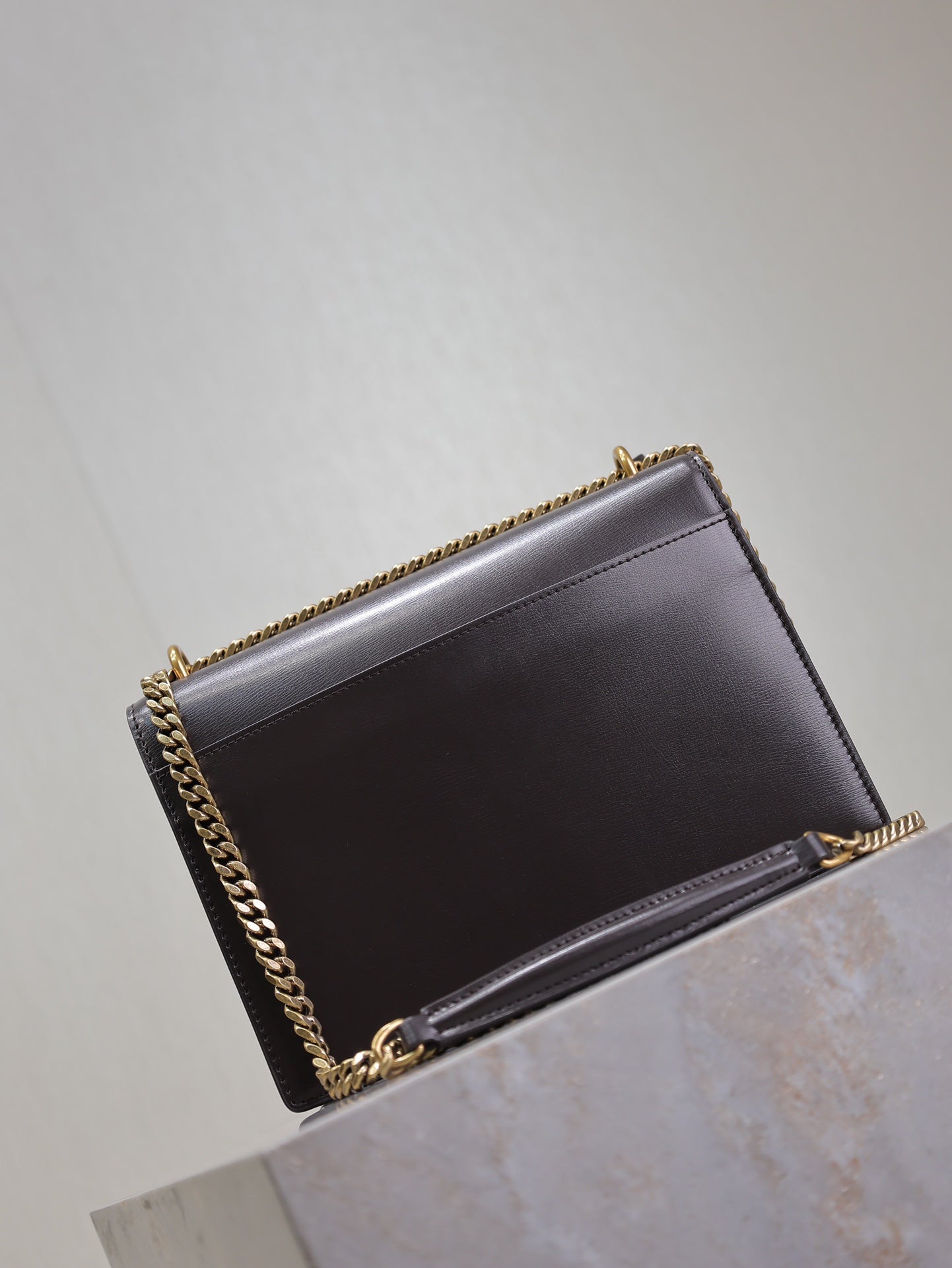 YSL 25S SUNSET BAG 22 IN DARK PURPLE CALFSKIN GOLD HARDWARE