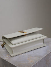 SUNSET SMALL BAG 19 IN WHITE CALFSKIN GOLD HARDWARE