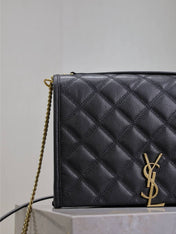 BECKY 26 IN BLACK QUILTED LAMBSKIN GOLD HARDWARE