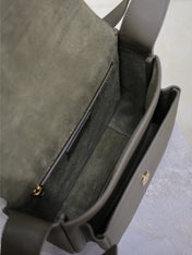 YSL 25S NIKI BABY 22 IN DARK OLIVE BROWN CALFSKIN GOLD HARDWRE