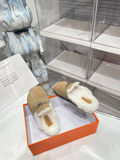 SLIP-ON MULE IN TORTILLA BROWN SUEDE AND SHEARLING LINING