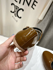 BALLET FLAT WITH CROSSOVER STRAP IN SEPIA BROWN LAMBSKIN