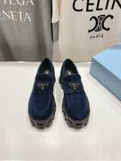 MONOLITH LOAFERS IN NAVY BLUE SUEDE
