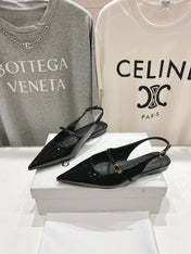 JUDY FLAT SLINGBACK IN BLACK PATENT CALFSKIN