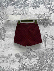 Gucci High Waist Short Red Jacquard Fabric