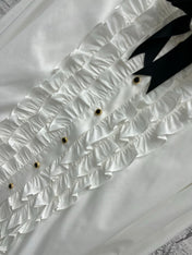 CC 25 Lace Pleated Shirt White Cotton