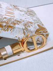 DIOR 25S BELT 20 MM IN METALLIC GOLD CALFSKIN 572893