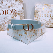 DIOR 25S BELT 20 MM IN STEEL BLUE CALFSKIN 572902