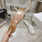 DIORIVIERA C'EST THONG SANDAL SILVER AQUAMARINA CALFSKIN