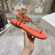 DIORIVIERA C'EST THONG SANDAL VIVID ORANGE AQUAMARINA CALFSKIN