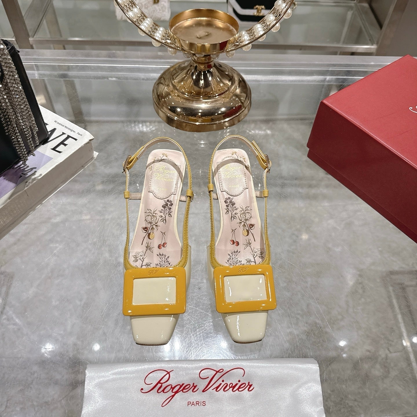 VIVIER SLINGBACK 45 IN YELLOW CALFSKIN