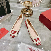 ROGER VIVIER 25S TROMPETTE BALLERINAS 25MM IN RED PLAID PATTERN CANVAS