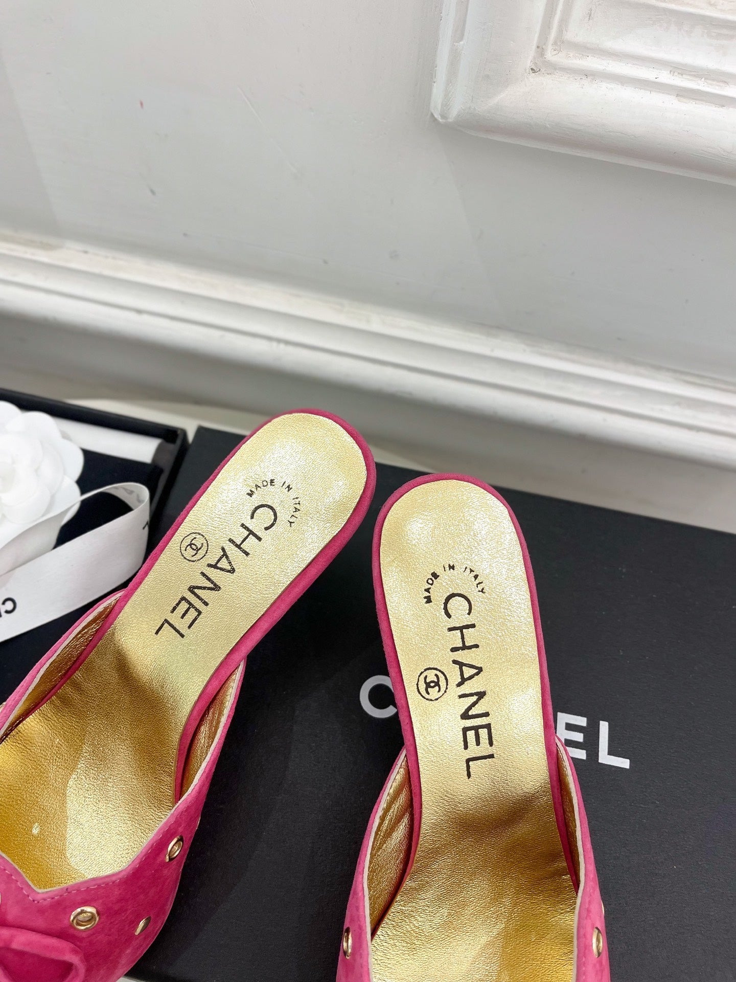 HIGH 65 MM MULE IN DEEP PINK SUEDE