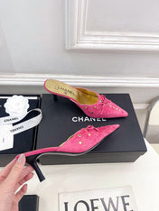 HIGH 65 MM MULE IN DEEP PINK SUEDE