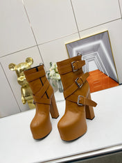 SL ANKLE BUCKLE BOOT PLATFORM SIENNA CALFSKIN