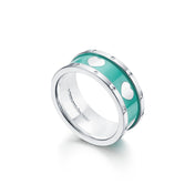 HEART BLUE ENAMEL SILVER RING